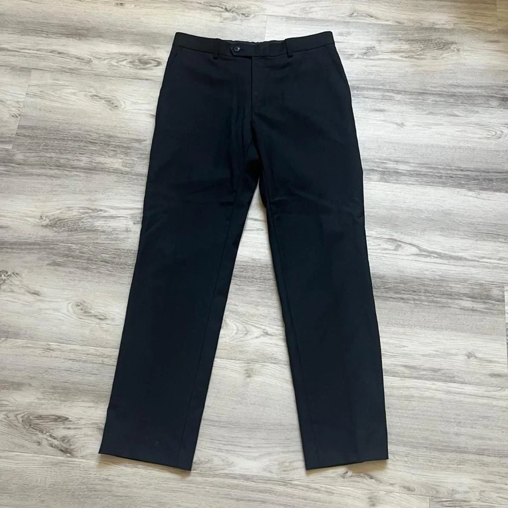 Men's Classic Black Dress Pants - Tailored Straight Fit